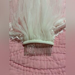 Vintage Lace Edge Bridal Veil 44” Mantilla Wedding Veil w/ Comb Ivory/Off White